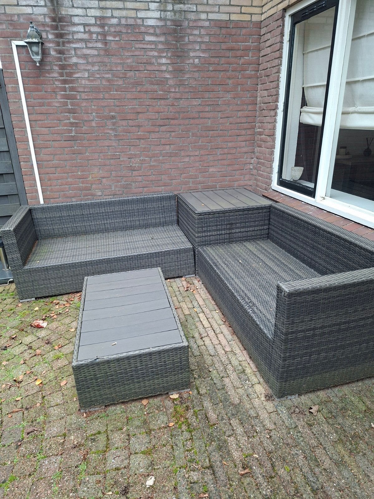 loungebank + kussens + tafel, Tuin en Terras, Ophalen, Gebruikt, 4 zitplaatsen