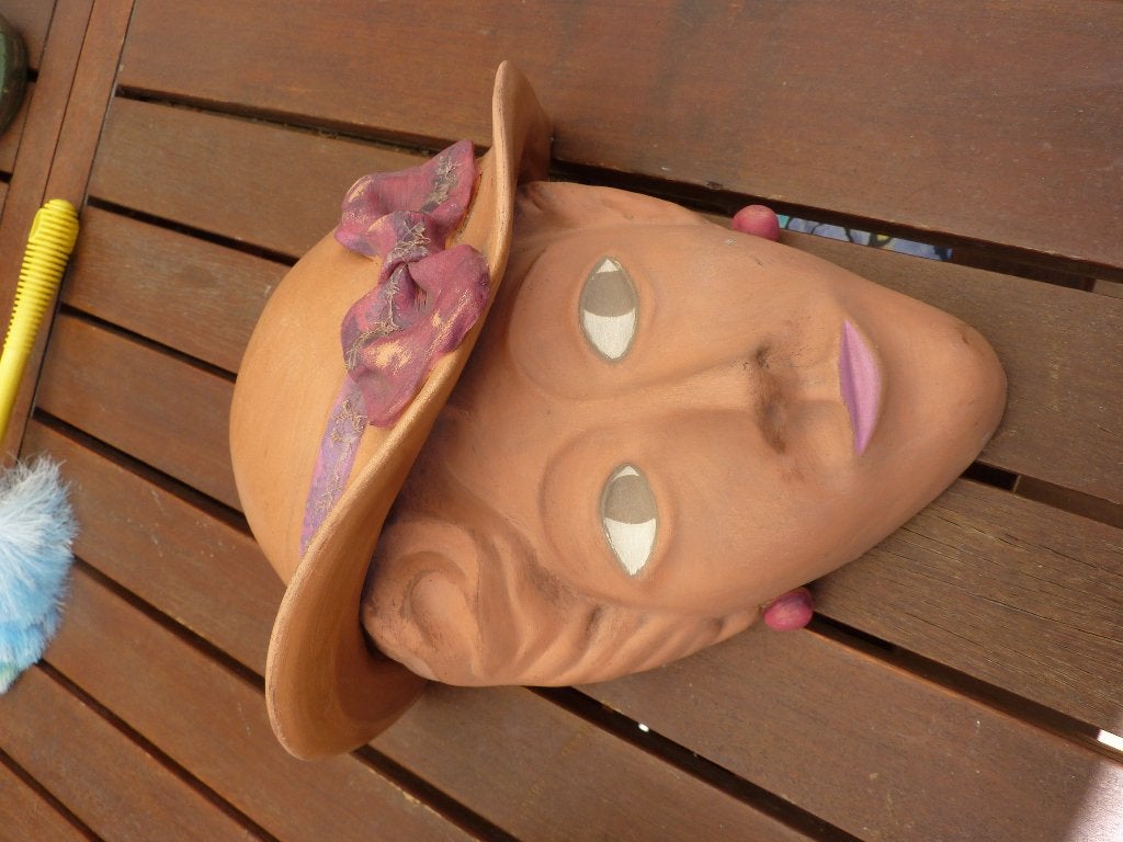 wandmasker vrouwenhoofd terra cotta, Antiek en Kunst, Ophalen of Verzenden