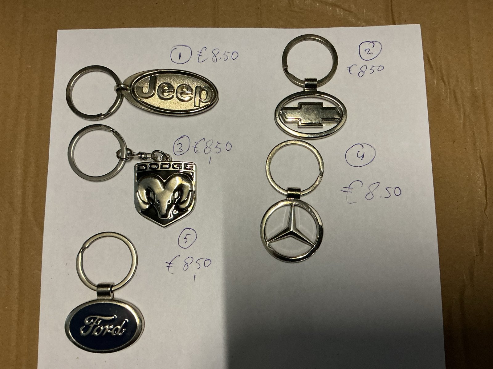 Diverse autosleutelhangers: Jeep, Dodge, Chevrolet, Mercedes, Auto diversen, Auto-accessoires, Ophalen of Verzenden, Gebruikt