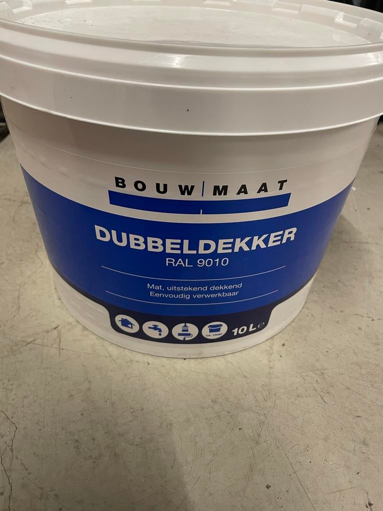 Bouwmaat latex dubbeldekker RAL 9010, Ophalen, Wit, Nieuw, Verf