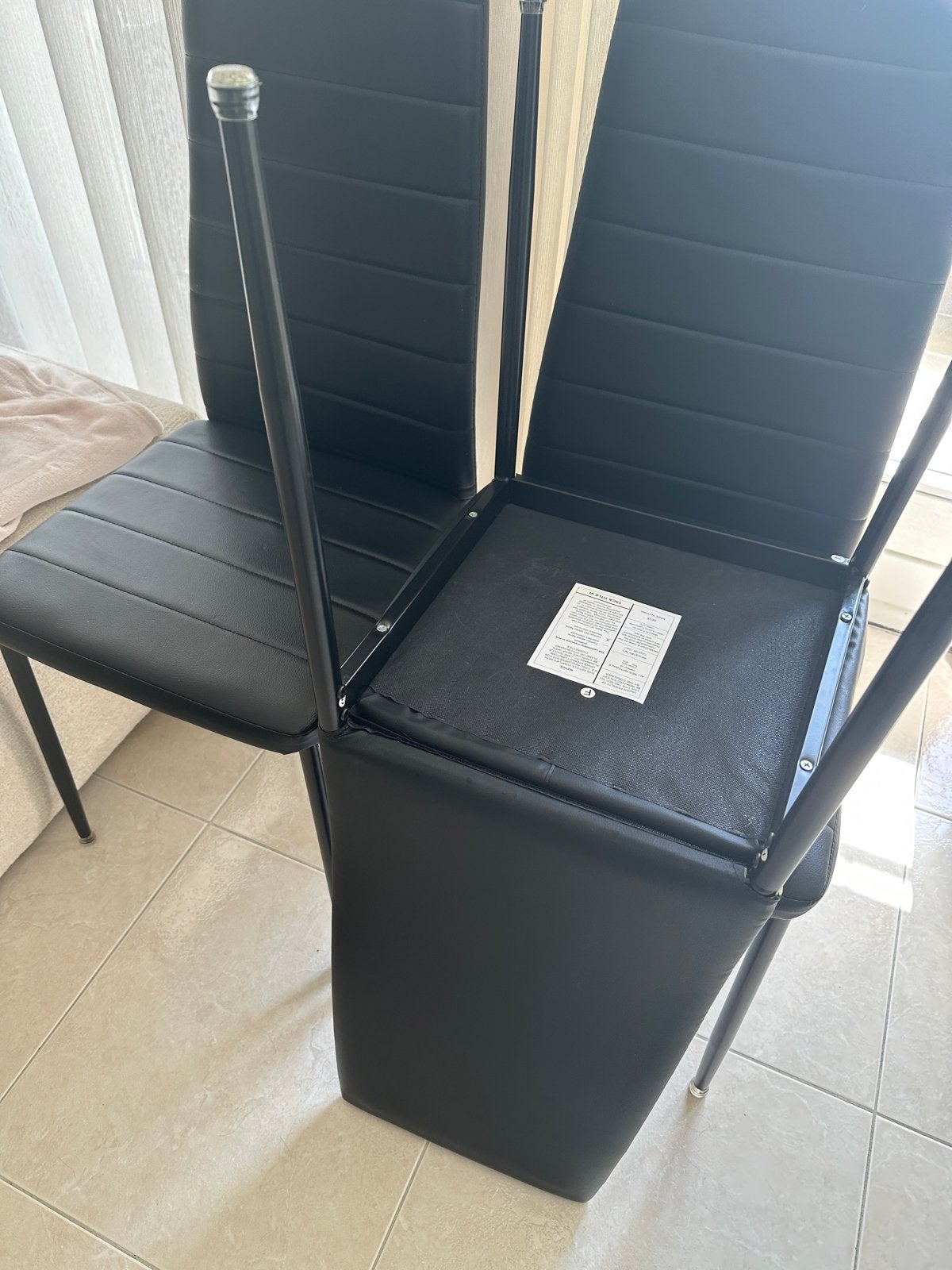 Set van 6 zwarte eetkamerstoelen - zo goed als nieuw, Ophalen, Zwart, Leer, Zo goed als nieuw