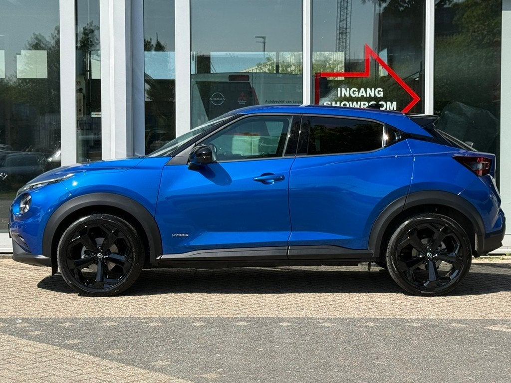 NISSAN Juke Hybrid 143pk Tekna | Leder | Navigatie | App Con, Auto's, Nissan, Automaat, Zwart, Blauw, Leder