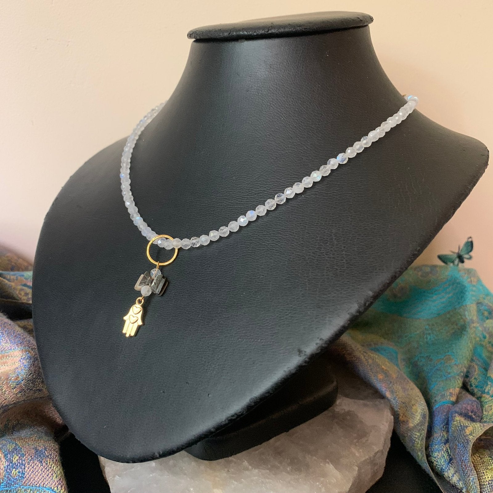 Maansteen ketting & hanger beschermt intuïtie balans SALE, Wit, Magnolia11, Nieuw, Ophalen of Verzenden