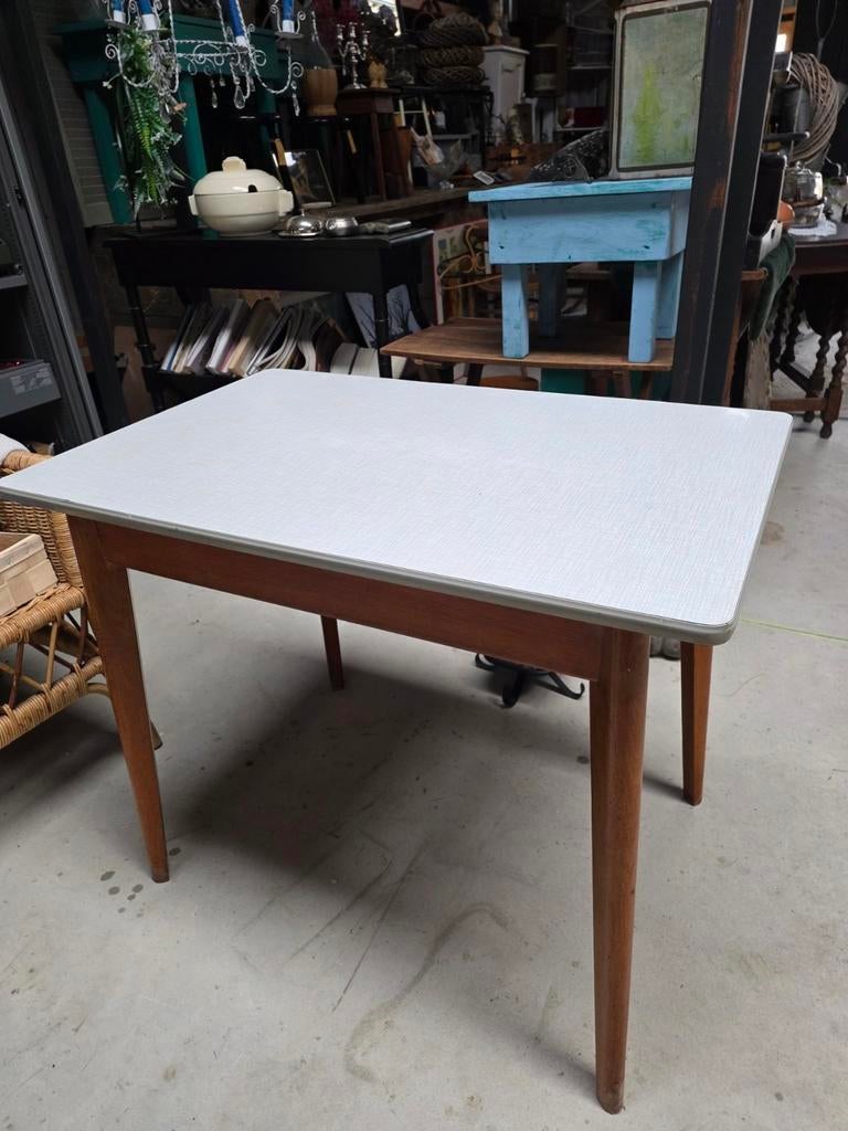 Vintage ,brocante,formica keukentafel, Ophalen, Gebruikt, Rechthoekig, Hout