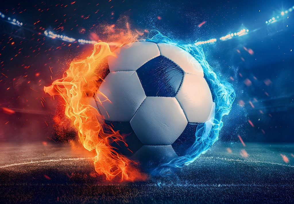 Voetbal behang Brandende Voetbal * Muurdeco4kids, Verzenden, Fotobehang
