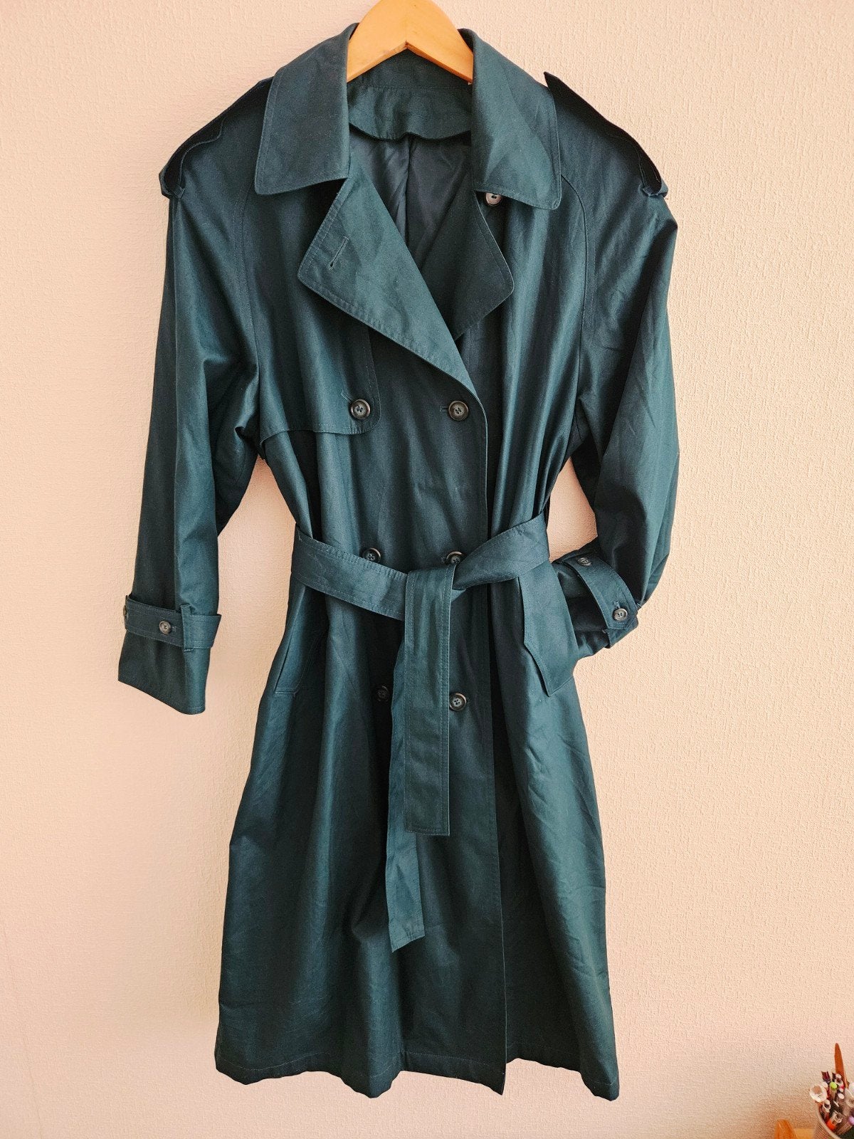 Towne by London Fog Groene Trenchcoat Maat 8 PET, Maat 38/40 (M), Ophalen of Verzenden, Zo goed als nieuw, Towne by London Fog