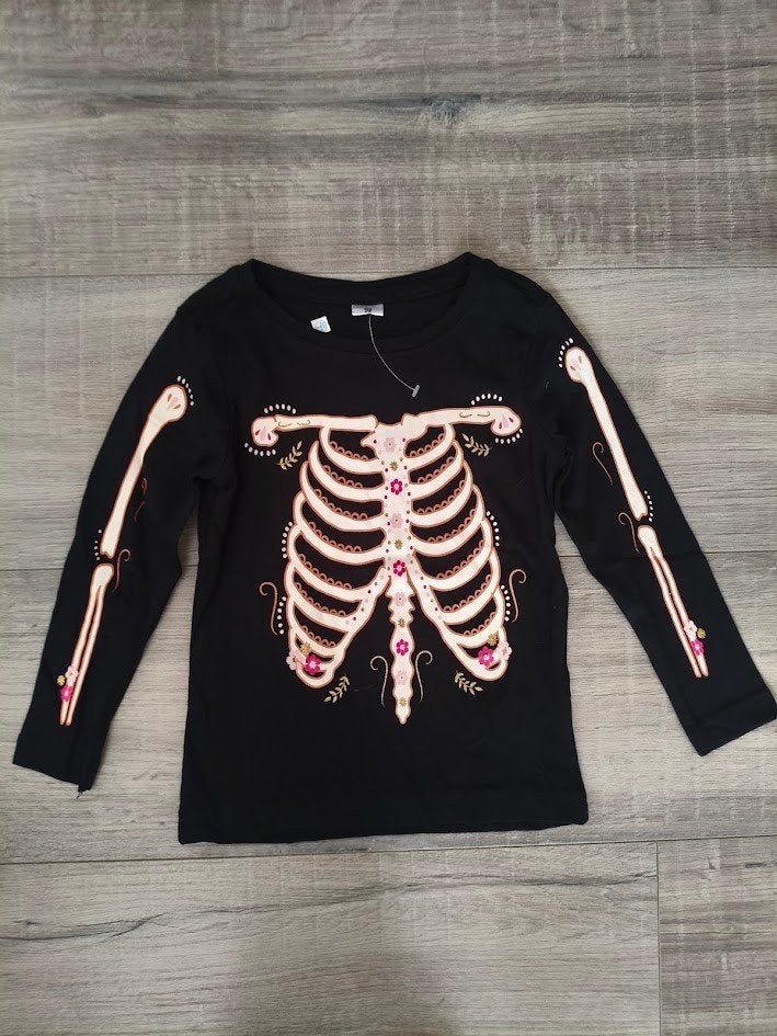Halloween meisjes skelet longsleeve, Ophalen of Verzenden, Zo goed als nieuw, Overige typen, Halloween of Griezel