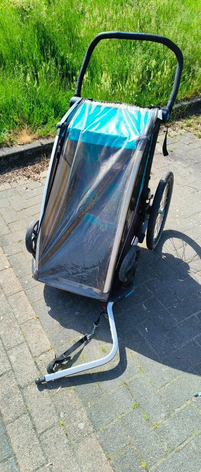 Thule fietskar/ kinderwagen/ joggingkar, Gebruikt, Verstelbare duwstang, Combiwagen, Ophalen