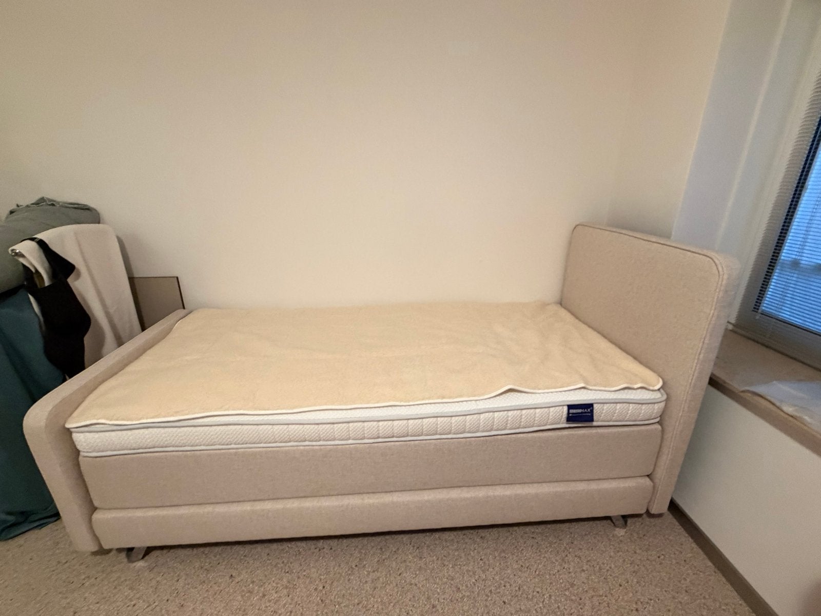 Auping boxspring met Aeromax Comfort matras, Ophalen, 90 cm, Eenpersoons, Beige