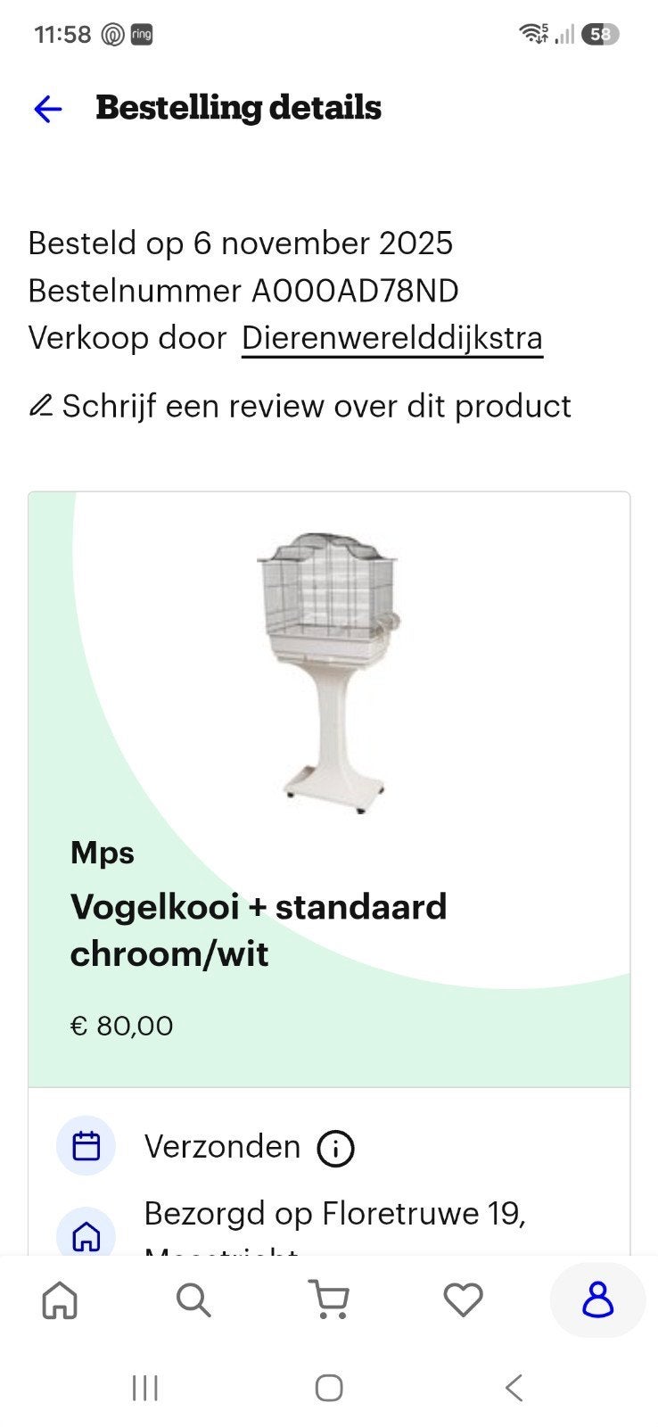 mooie vogelkooi op wieltjes, Dieren en Toebehoren, Ophalen, Zo goed als nieuw, Metaal, Vogelkooi