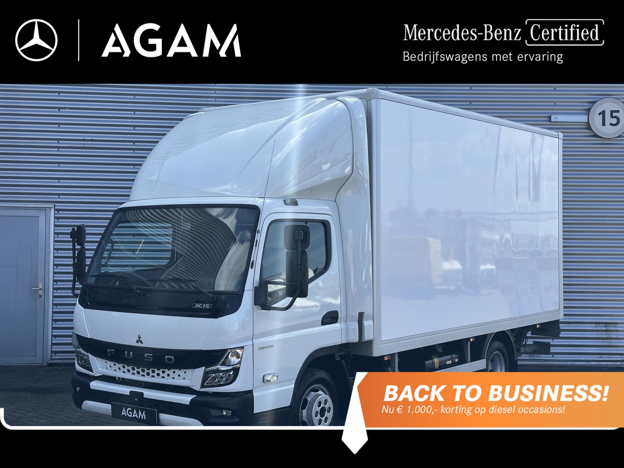 FUSO Canter 3C15 Bakwagen-Laadklep Automaat Airco, Automaat, Gebruikt, Euro 6, 4 cilinders