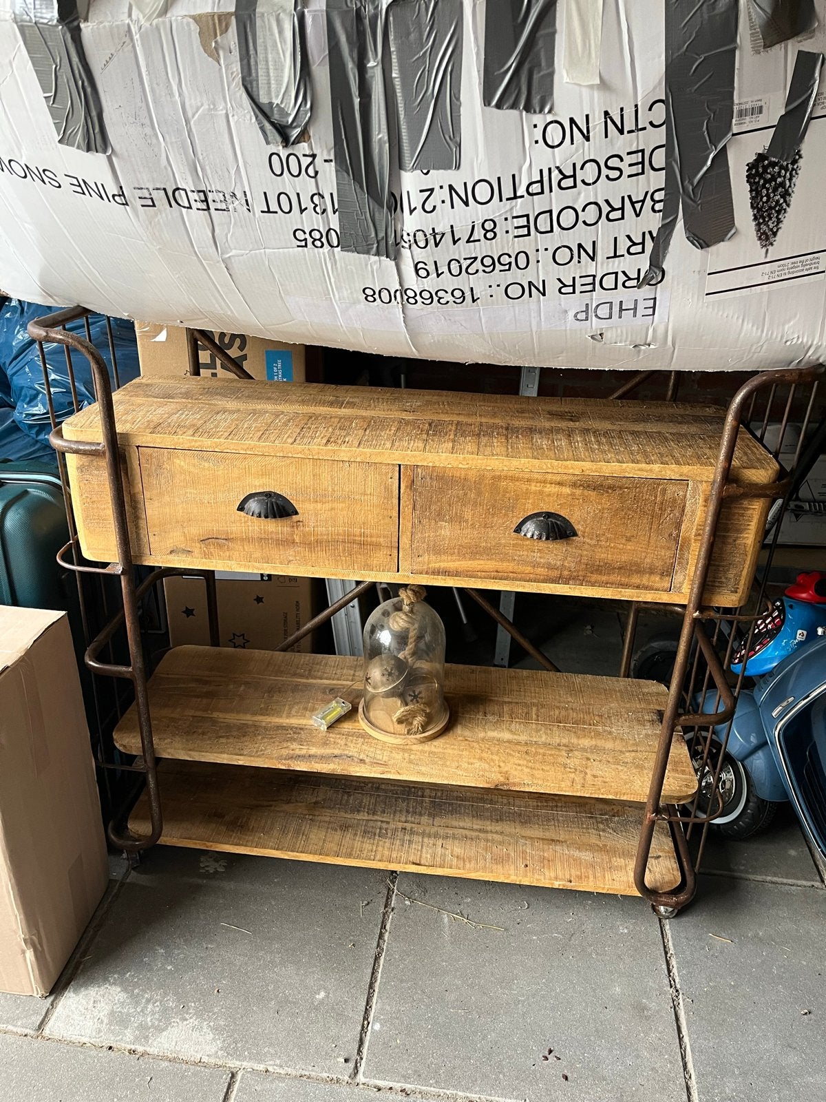 Massieve Bakkerskast met Stalen Frame - 110x36x100cm, Huis en Inrichting, Gebruikt, 100 tot 150 cm, Ophalen of Verzenden, Met lade(s)