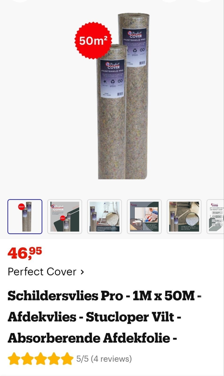 Schildersvlies om uw vloer te beschermen., Ophalen, 25 tot 50 m²