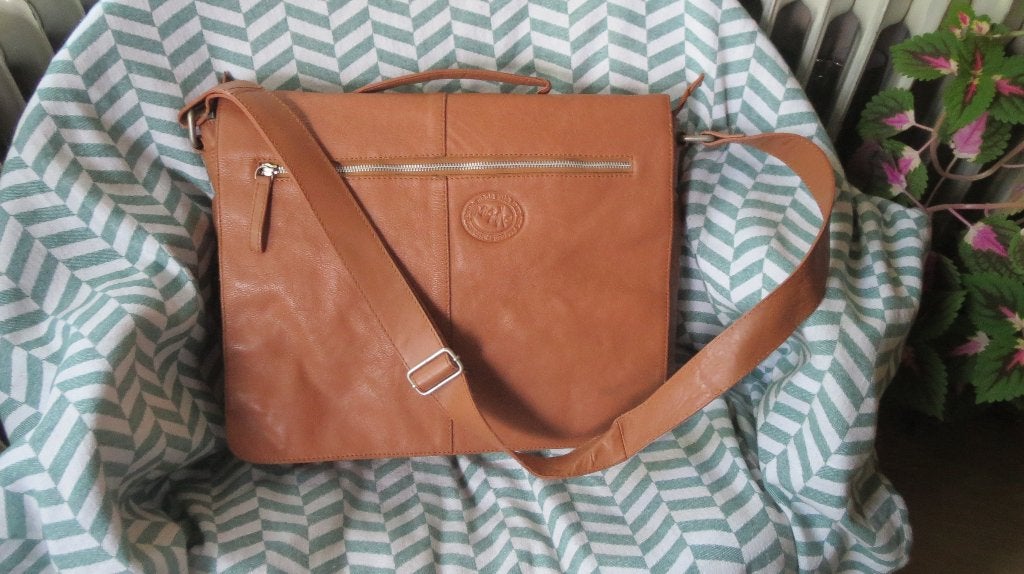 MicMacBags, leren tas, schooltas, 30x42x10cm, bruin, zgan, Computers en Software, Bruin, Verzenden, Aktetas, Zo goed als nieuw