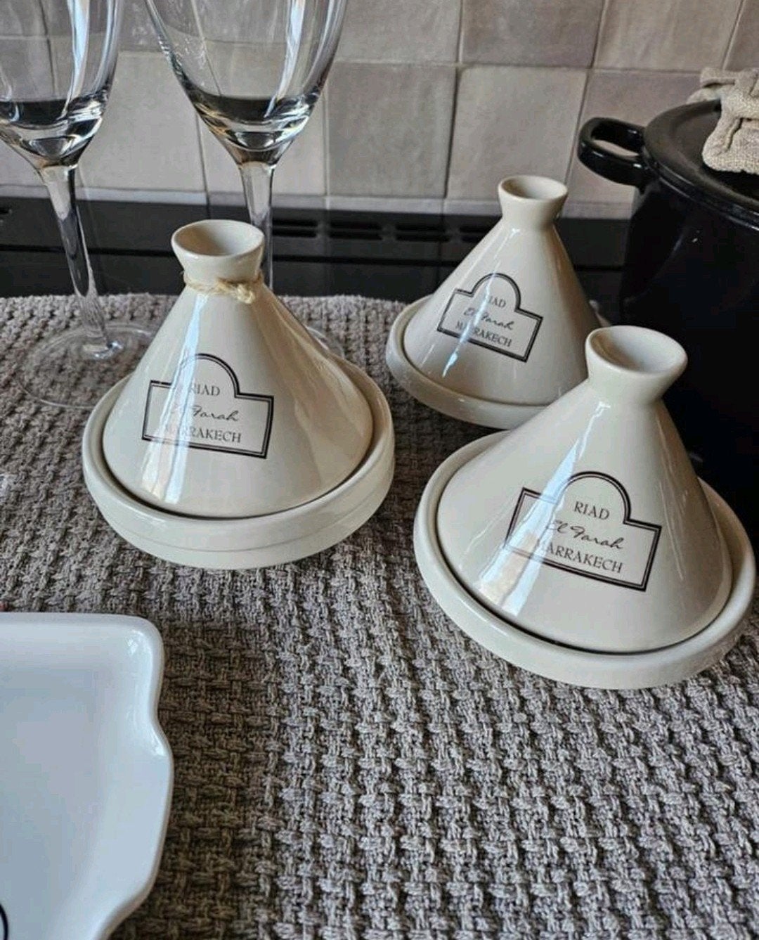Riviera maison Tajine schaaltjes met deksel 3x, Ophalen, Zo goed als nieuw, Aardewerk, Overige stijlen