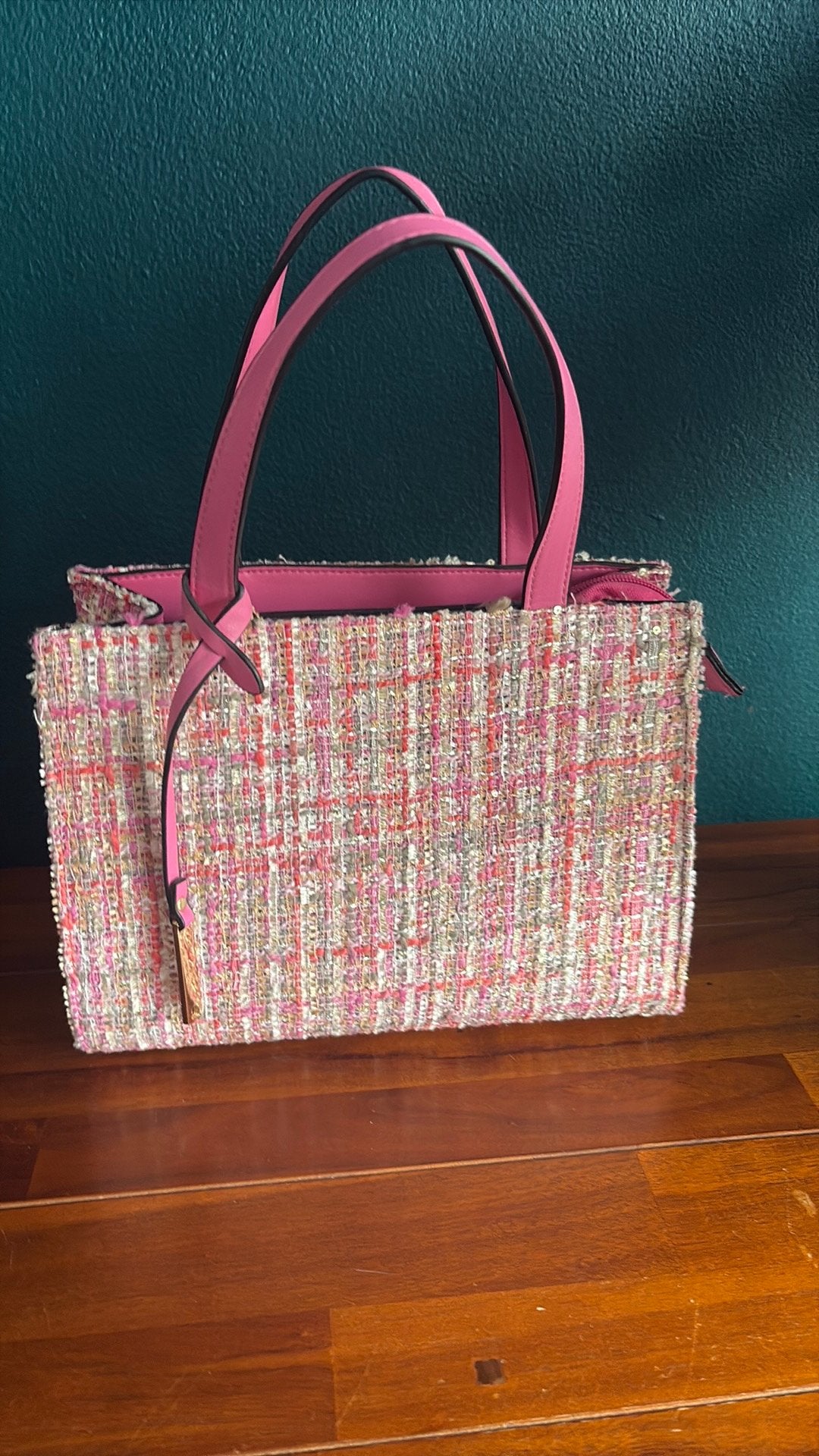 Roze tweed schoudertas Bulaggi, Minder dan 40 cm, Minder dan 35 cm, Zo goed als nieuw, Roze