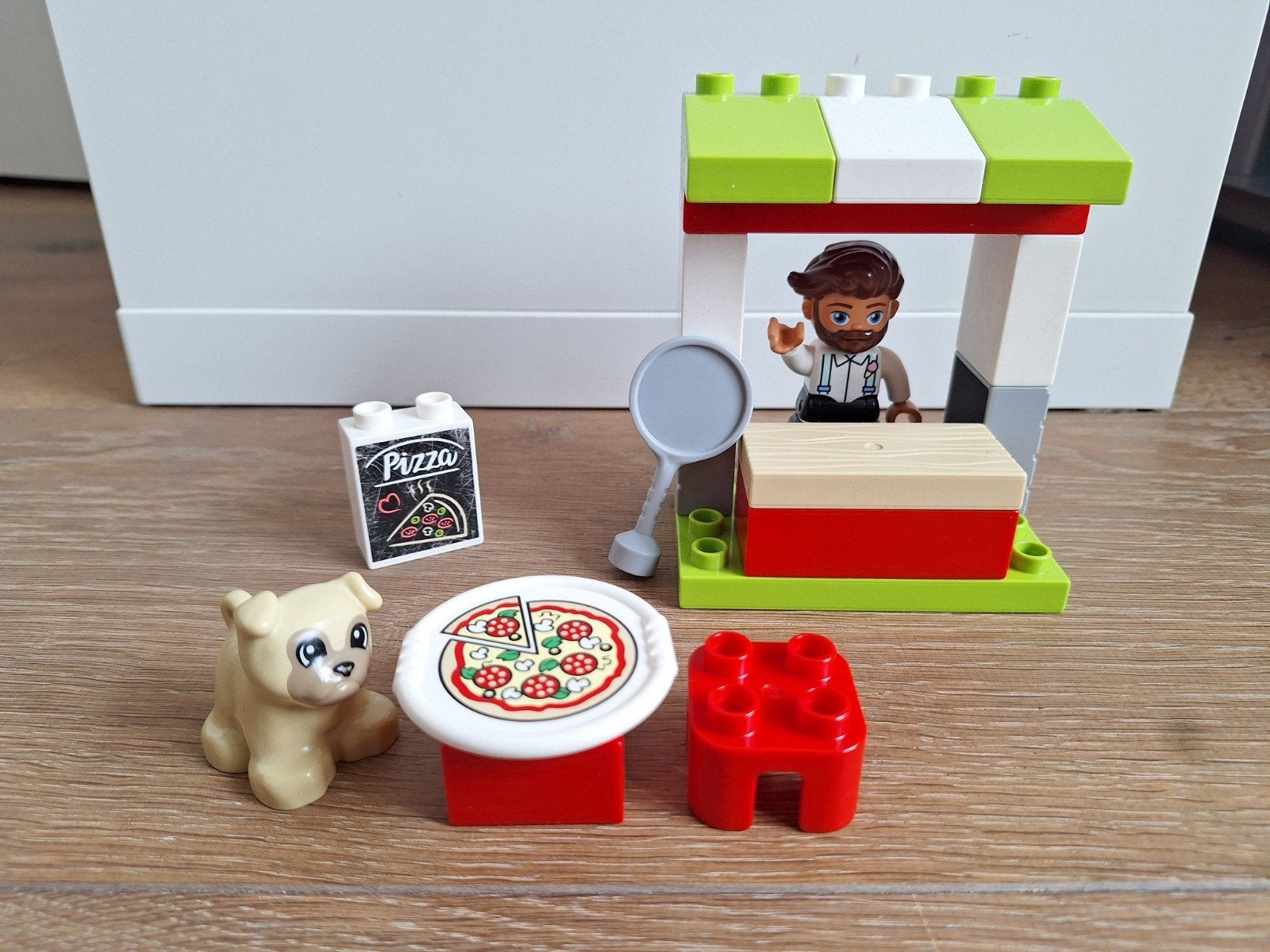 Lego Duplo 10927 Pizzakraam -  met doos, Kinderen en Baby's, Ophalen of Verzenden, Zo goed als nieuw, Duplo, Compleet