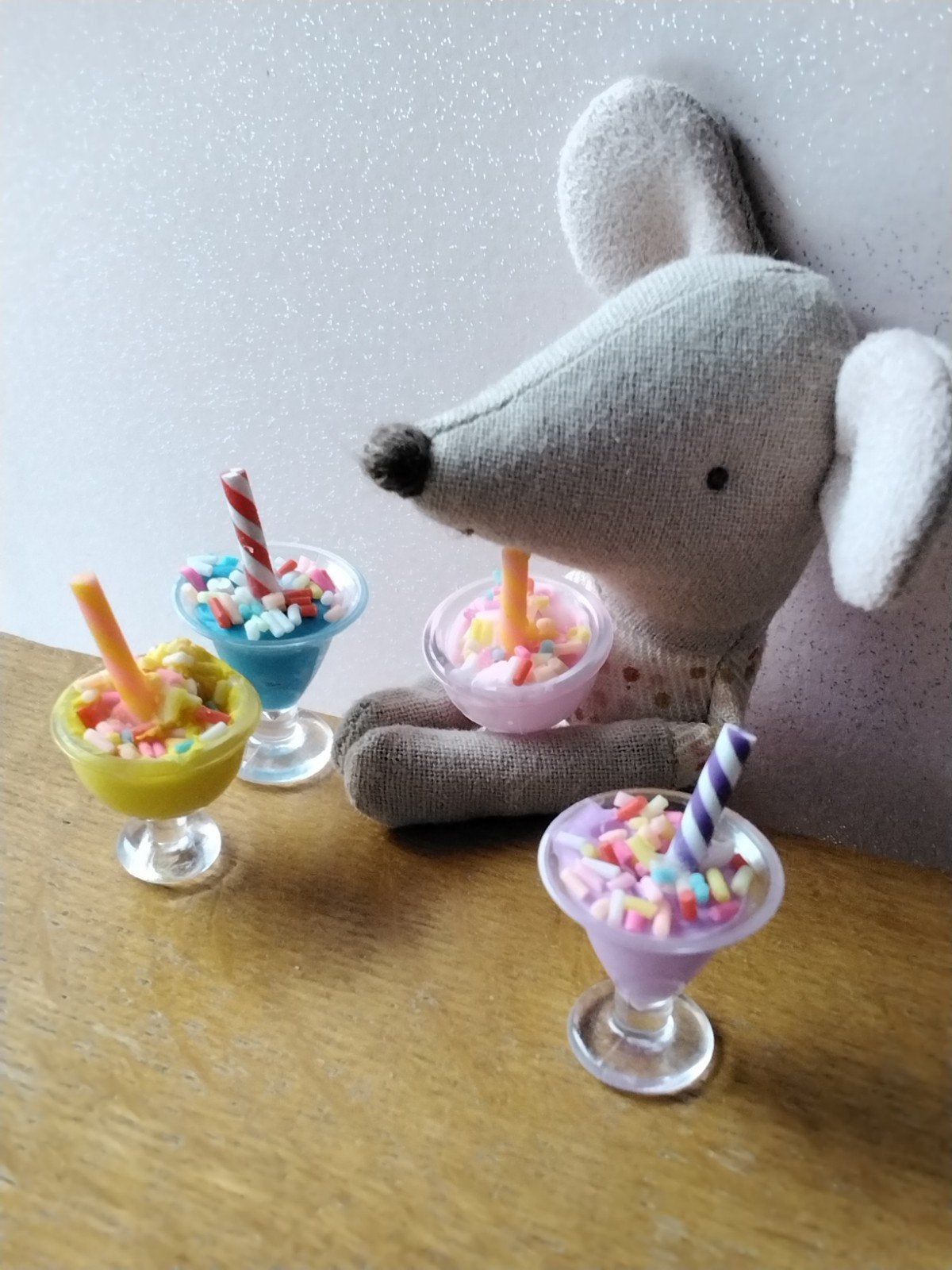 4x ijscoupe ijsjes milkshake muizenhuis poppenhuis, Verzenden, Nieuw, Gebruiksvoorwerp