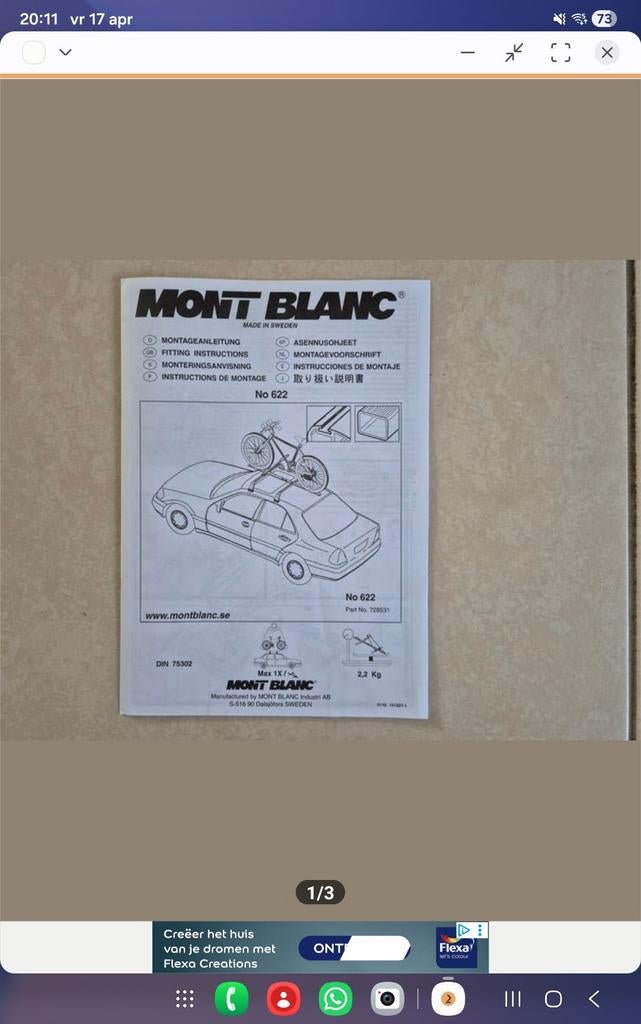 Fietsen dakdrager Montblanc 2 stuks, Verzenden, Zo goed als nieuw