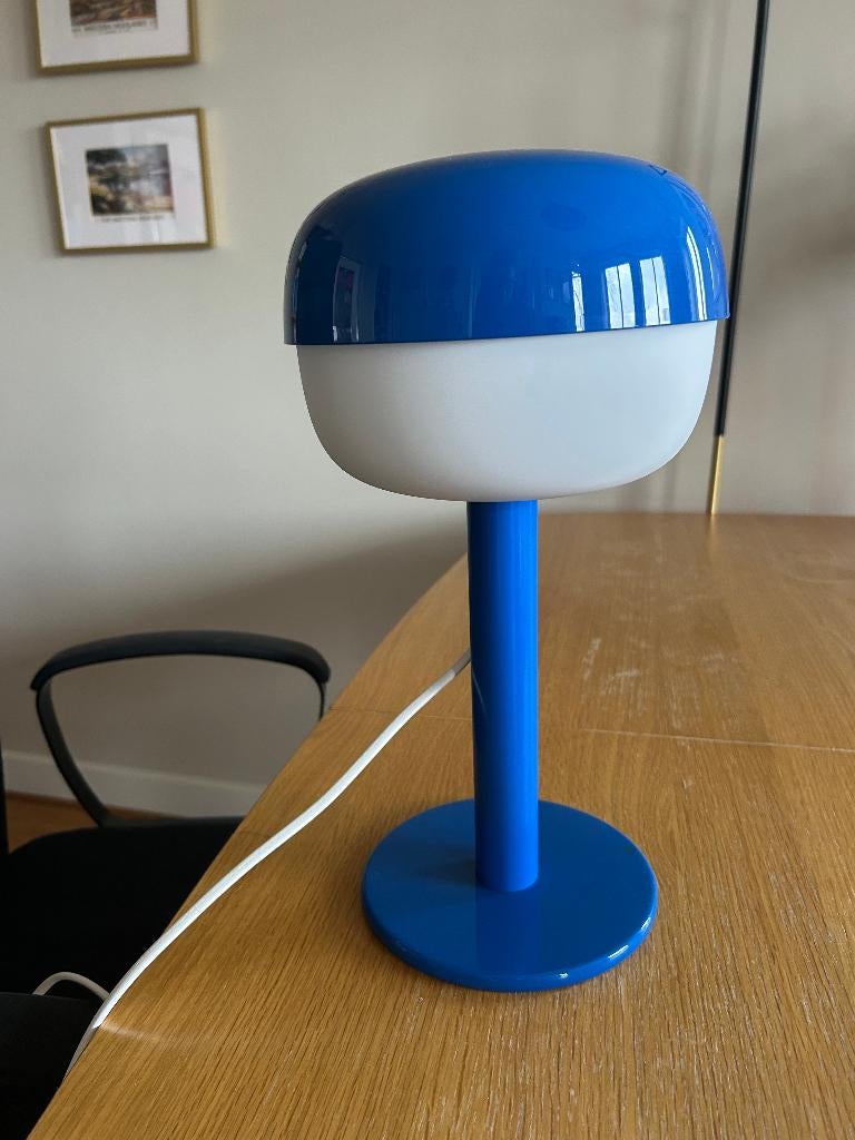 Blauwe tafellamp, Ophalen of Verzenden, Gebruikt, Kunststof, Minder dan 50 cm