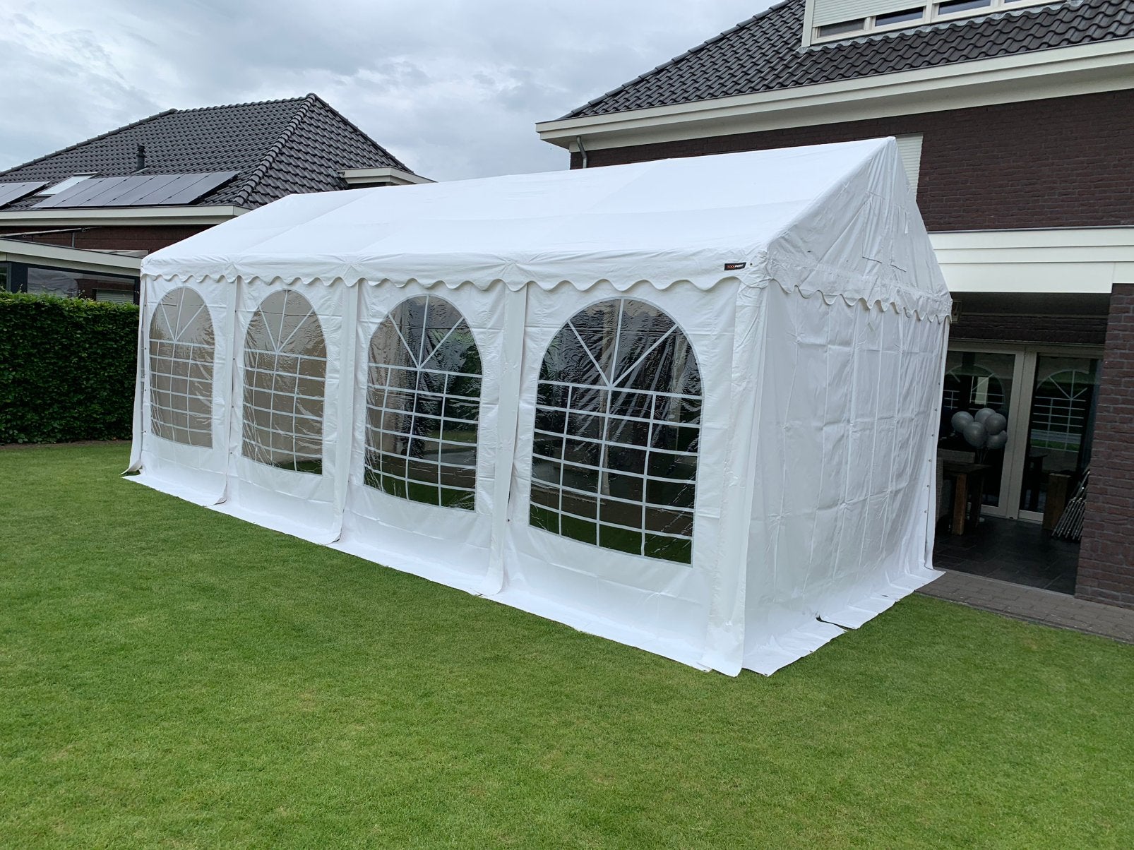 PartyTent 4x8 m, Zijwandhoogte 2,6 m, PVC Zeil Wit, Pro Plus, Tuin en Terras, Ophalen, Partytent, 2 meter of meer, Zo goed als nieuw