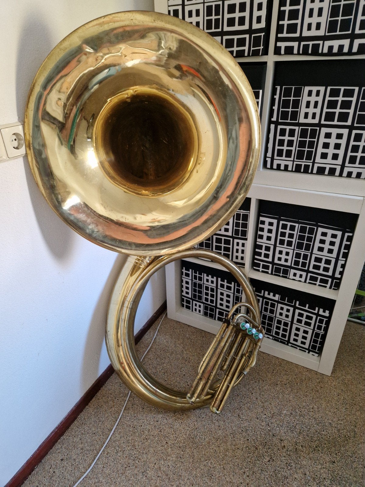 Vintage Sousaphone met koffer, Ophalen, Gebruikt, Overige typen, Met koffer of draagtas