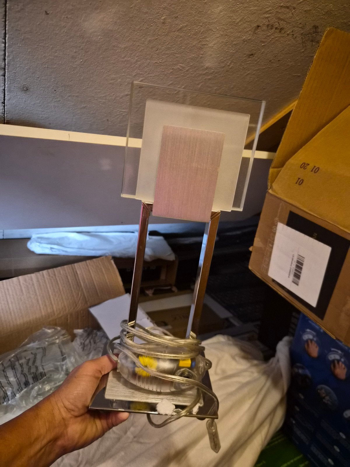Set van 3 lampen: 1 hanglamp en 2 staande lampen, Ophalen, Gebruikt, Glas, Modern