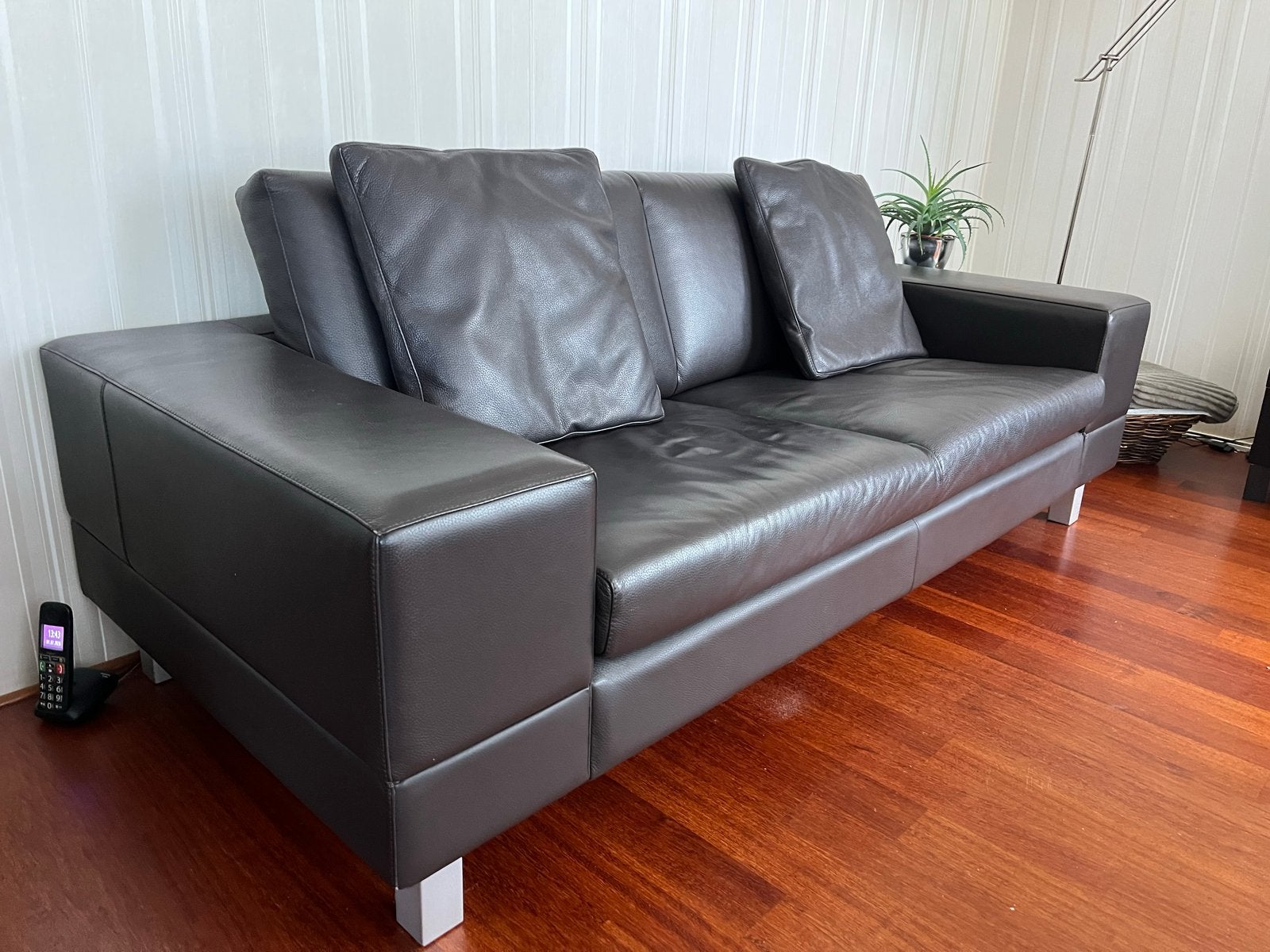 Vintage Leren Bank, Huis en Inrichting, Banken | Voetenbanken en Poefen, Ophalen, Gebruikt, 125 cm of meer, Leer