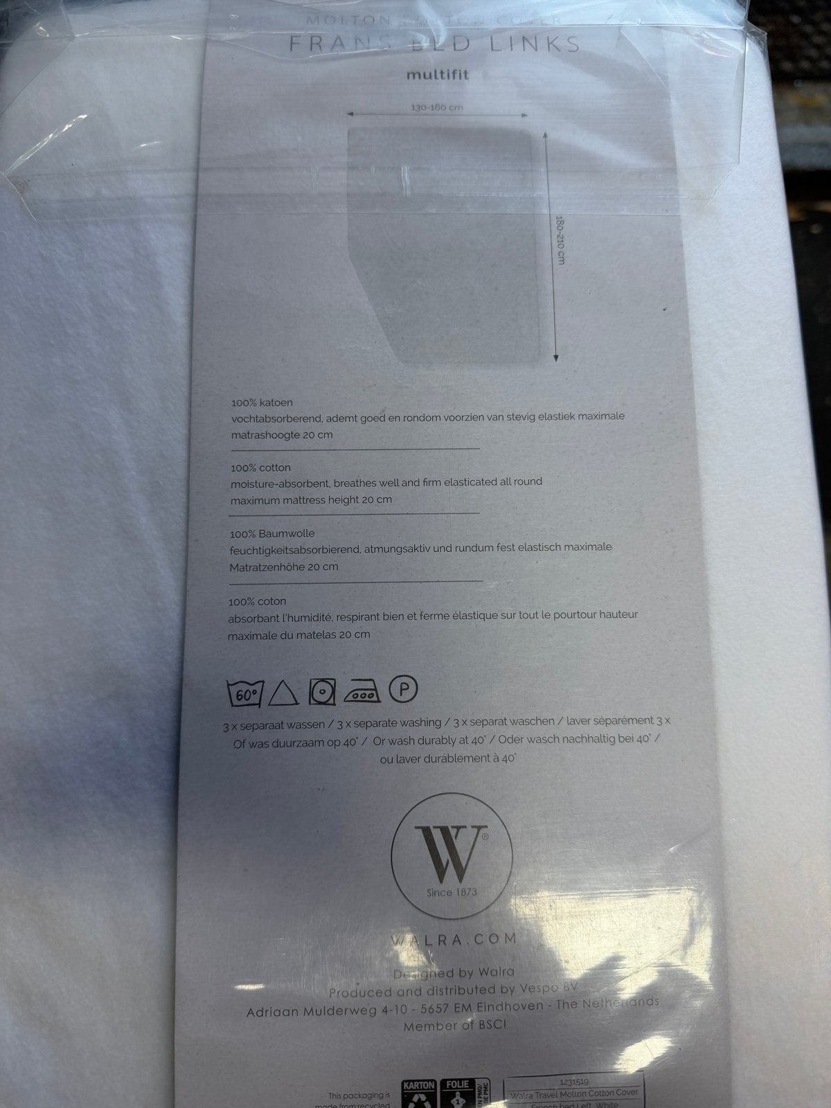 Walra Molton & Jersey Hoeslaken Frans Bed Caravan LINKS, Ophalen of Verzenden, Nieuw