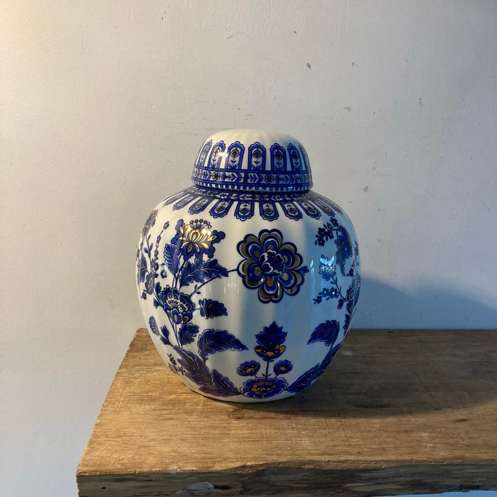 Italiaanse gemberpot, vintage, blauw-wit, 17x19 cm, Antiek en Kunst, Curiosa en Brocante, Ophalen of Verzenden