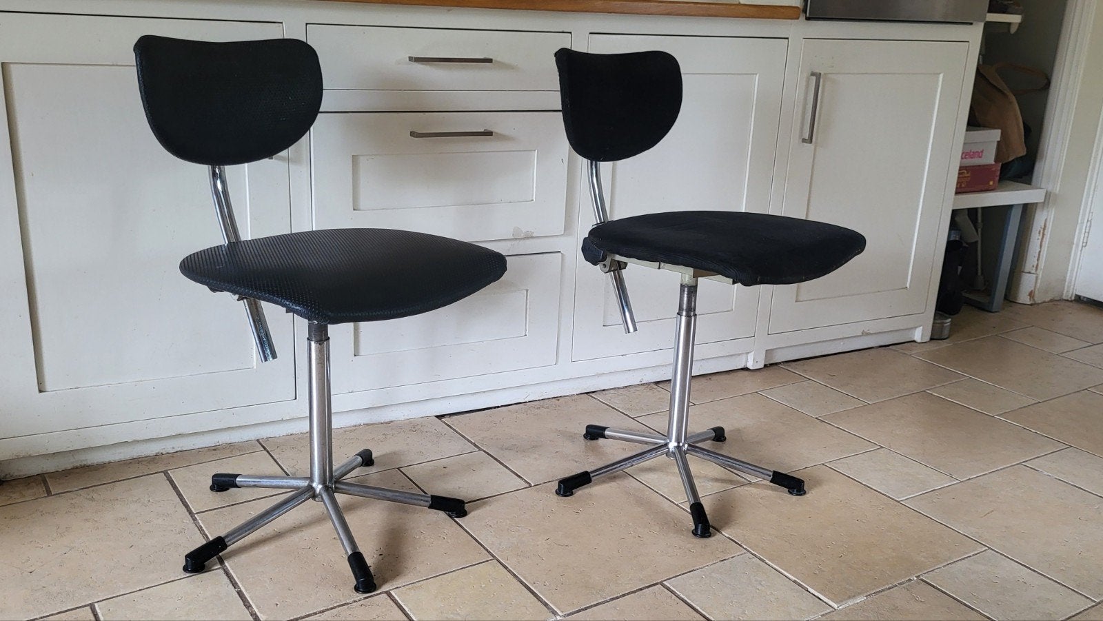 twee vintage Gispen de Witt bureaustoelen 1960, Ophalen, Gebruikt, Zwart, Bureaustoel