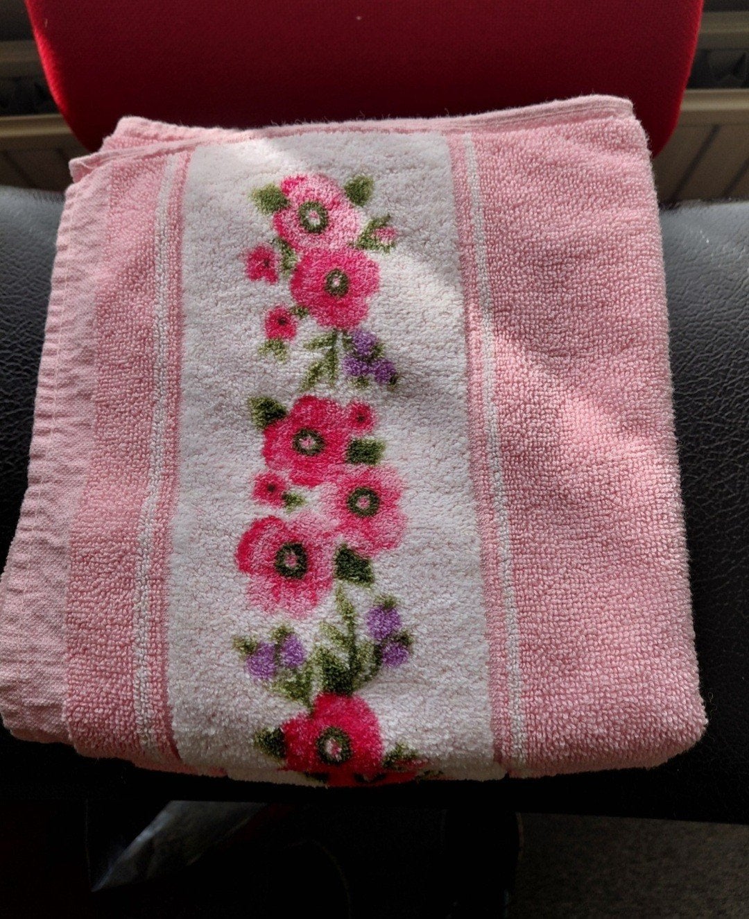 Badhanddoeken, roze, 3 stuks, bloemmotief  flamingo, Ophalen of Verzenden, Zo goed als nieuw, Roze