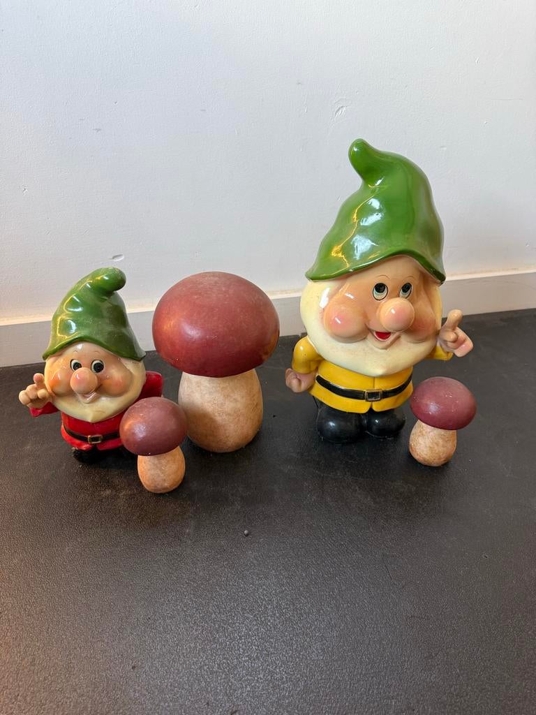 Tuinkabouters en paddenstoelen set, Ophalen, Gebruikt, Kunststof, Tuinkabouter