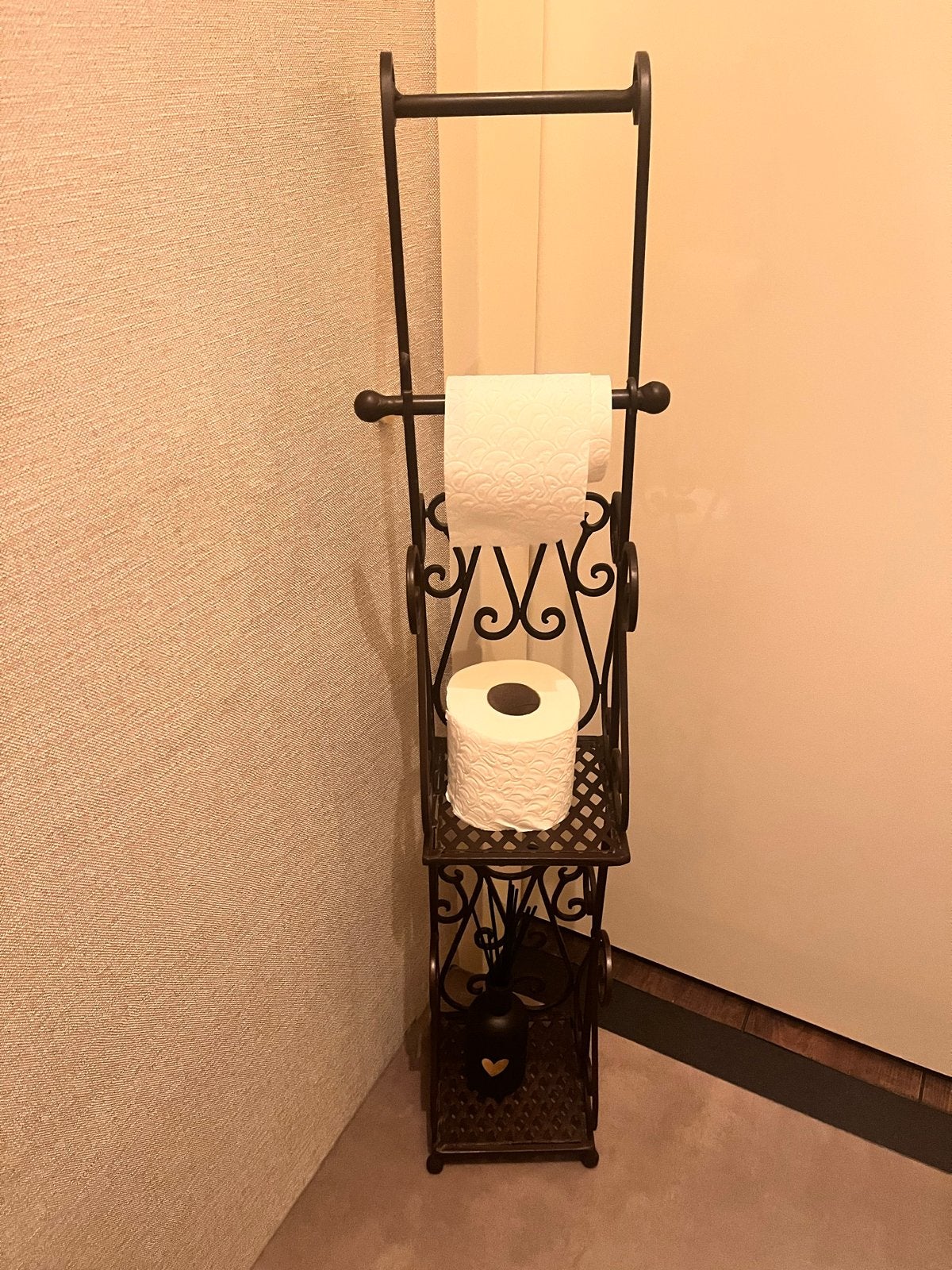 Clayre & Eef Toiletrolhouder en WC-borstelhouder, Huis en Inrichting, Ophalen, Metaal, Bruin, Landelijk