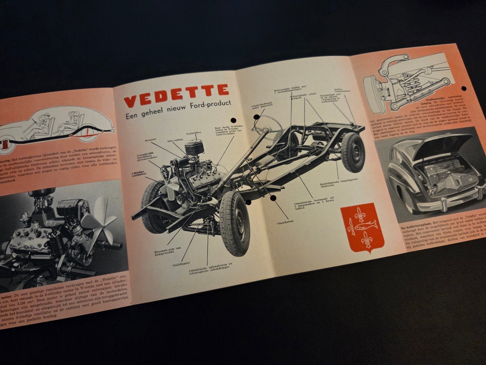 Brochure Ford Vedette 1949, Ophalen of Verzenden, Zo goed als nieuw, Ford