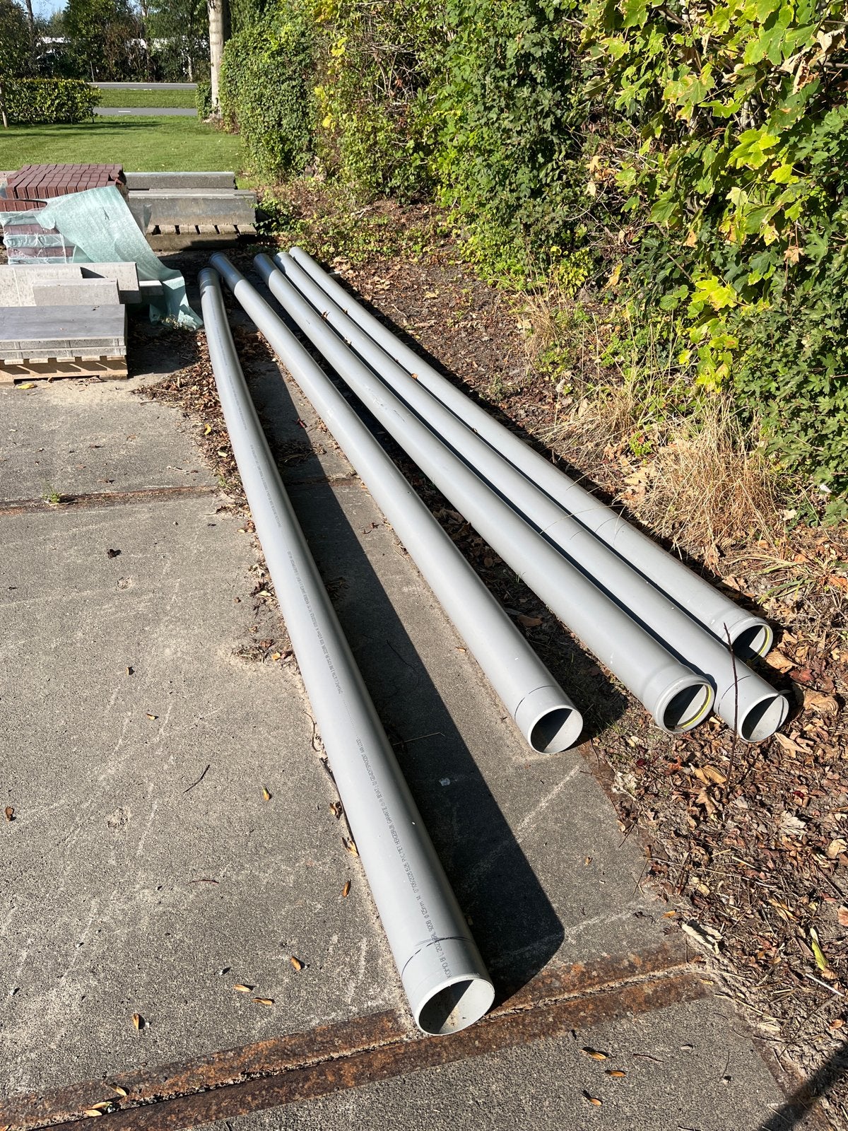 5 st PVC buizen 125 mm met manchet, Ophalen, Pvc, Nieuw, 4 tot 6 meter