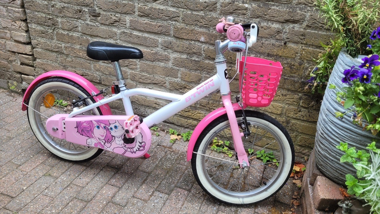 B'Twin Docta Girl 500 kinderfiets 16 inch, Fietsen en Brommers, Fietsen | Kinderfietsjes, Ophalen, Velgrem, B'Twin, 16 tot 20 inch
