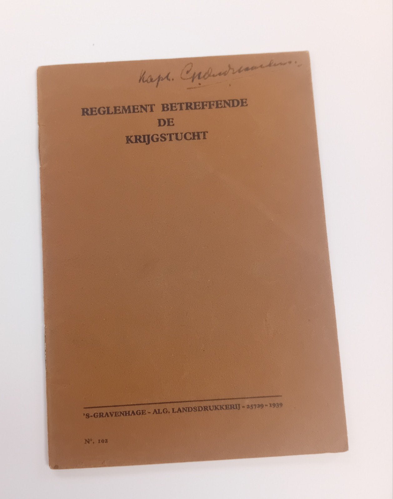 Reglement betreffende de Krijgstucht 1939 Vooroorlogs Boekje, Verzamelen, Ophalen of Verzenden, Nederland, Boek of Tijdschrift