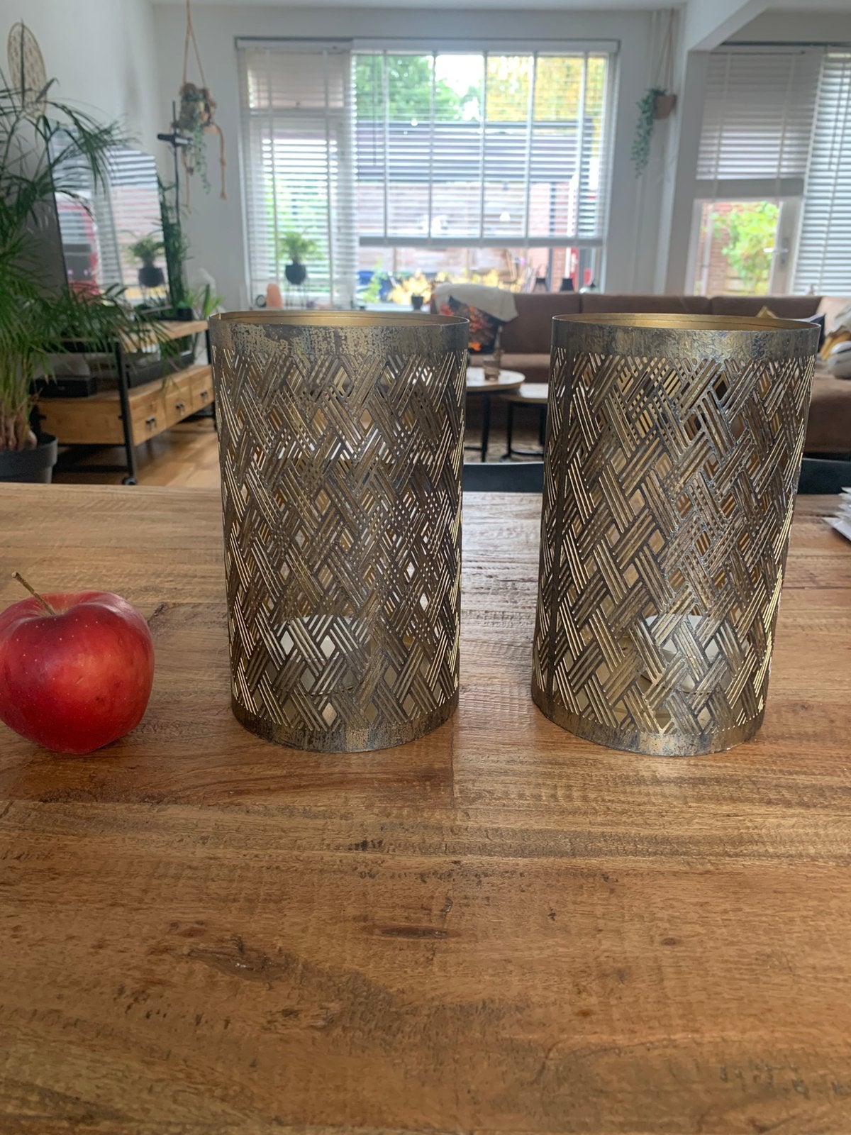 Waxinelicht houders 20 x 12 cm, Ophalen of Verzenden, Nieuw, Goud, 20 cm