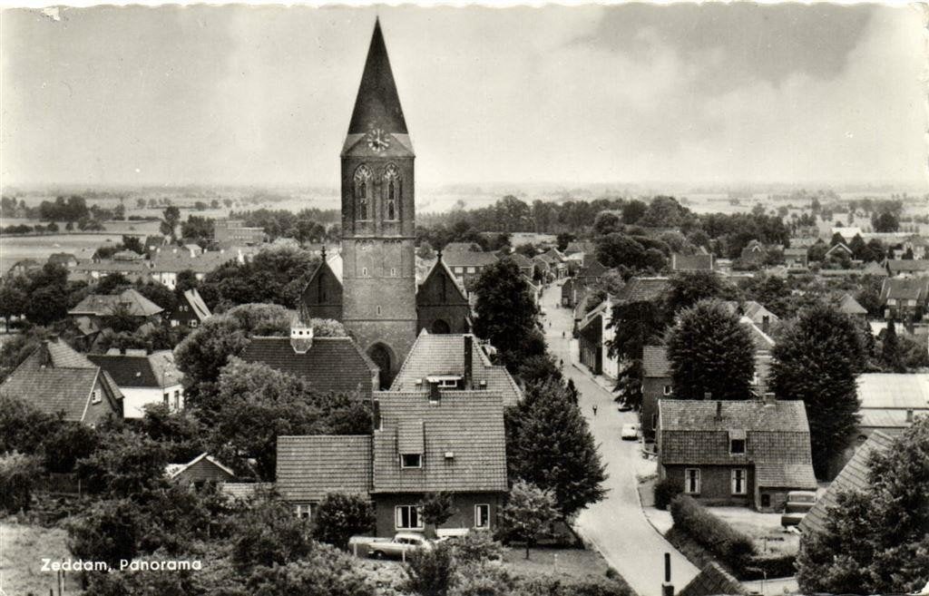 Zeddam, Panorama - 1966 gelopen, Ophalen of Verzenden, 1960 tot 1980, Gelopen, Gelderland