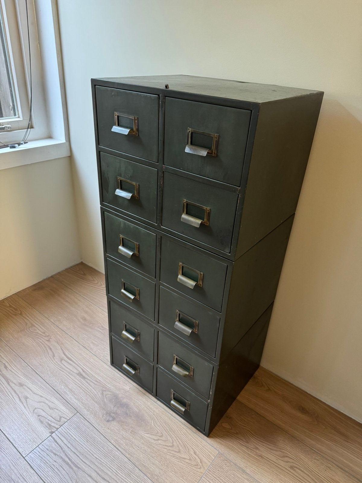 Vintage kaartenbakken - set van 3 blokken / 4 lades per bak, Ophalen