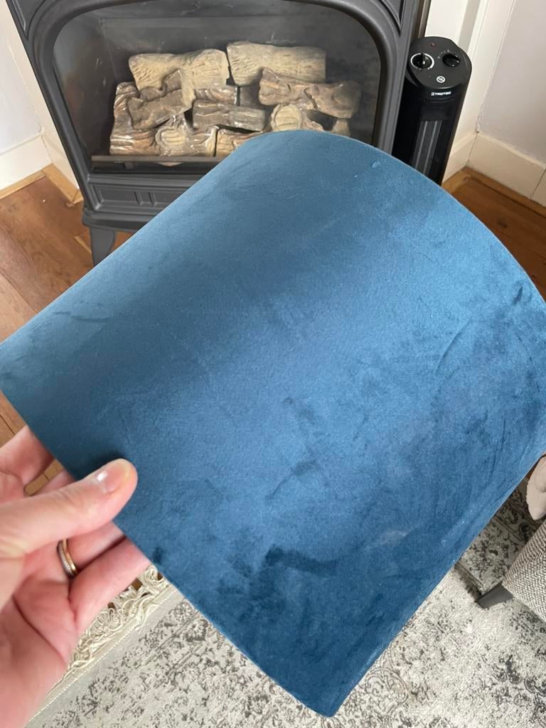 Blauwe veloers lampenkap 30 cm, Huis en Inrichting, Lampen | Lampenkappen, Ophalen, 25 tot 50 cm, Blauw, Rond