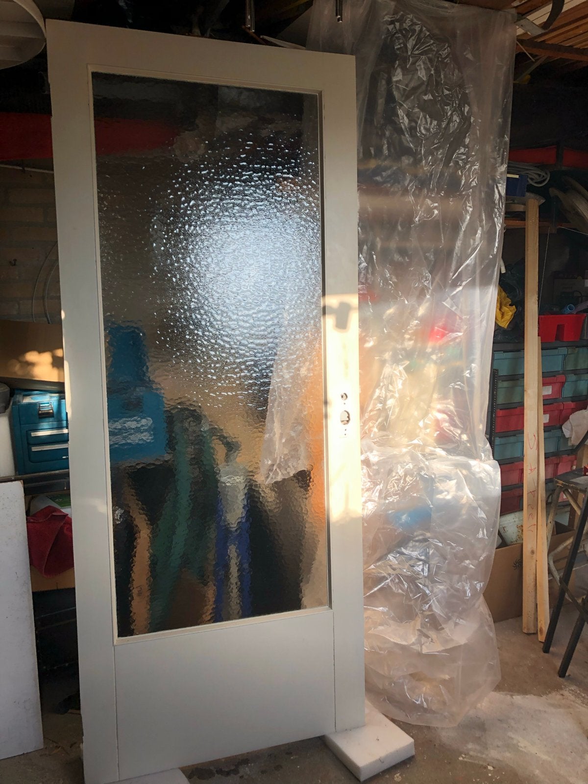 Witte binnendeur met glas, Ophalen, Gebruikt, 80 tot 100 cm, Binnendeur