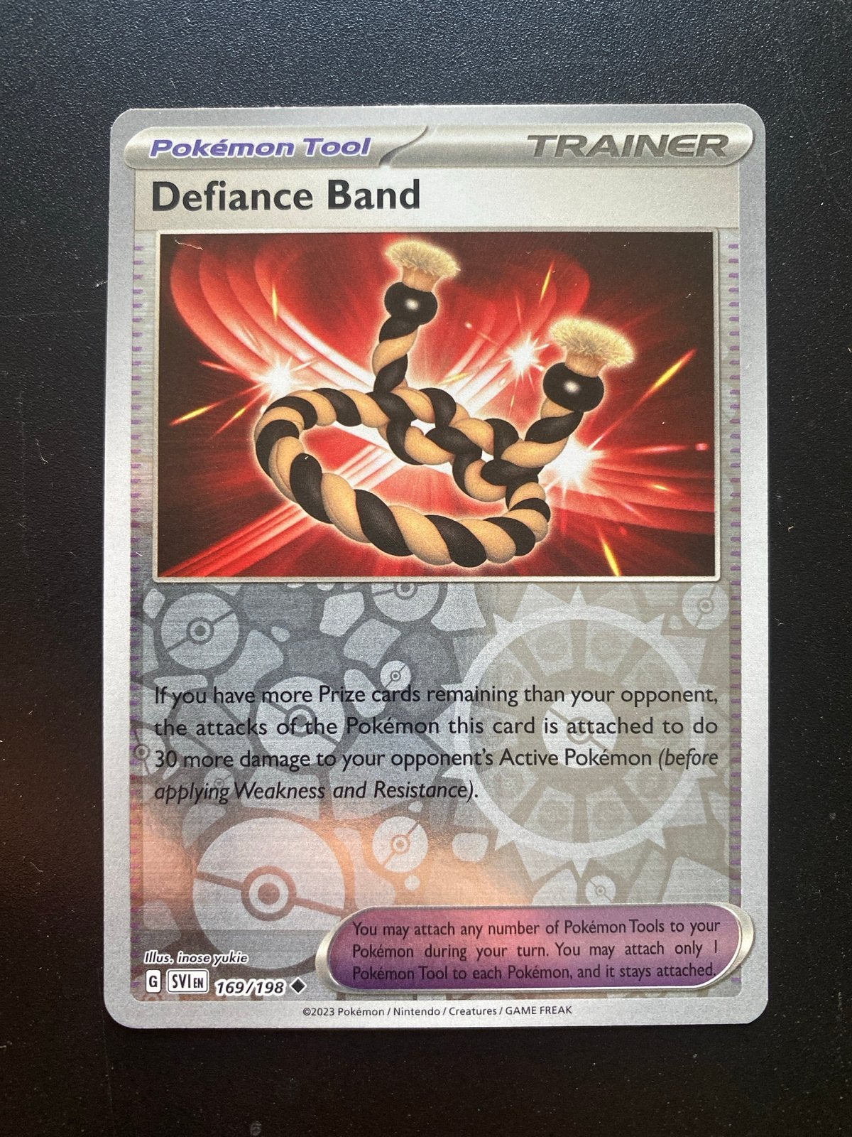 Defiance Band 169/198 Reverse Holo Scarlet & Violet Base, Ophalen of Verzenden, Zo goed als nieuw, Losse kaart, Foil