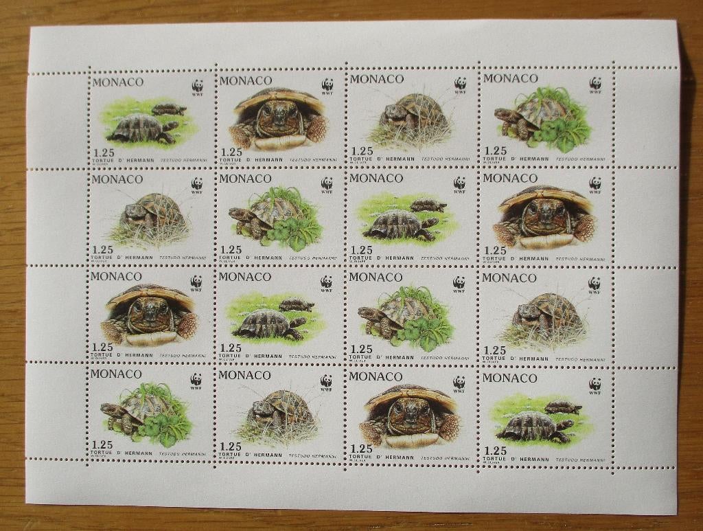 Monaco, WWF blok Griekse landschildpad, Verzenden, Postfris, Dier of Natuur