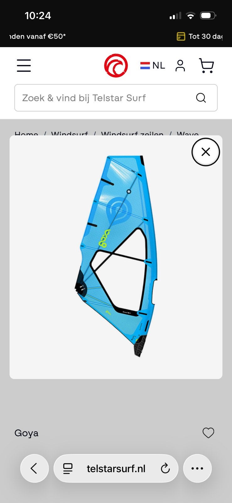 Goya banzai surf carbon (5.0-4.5-4.0), Ophalen, Nieuw, Zeil