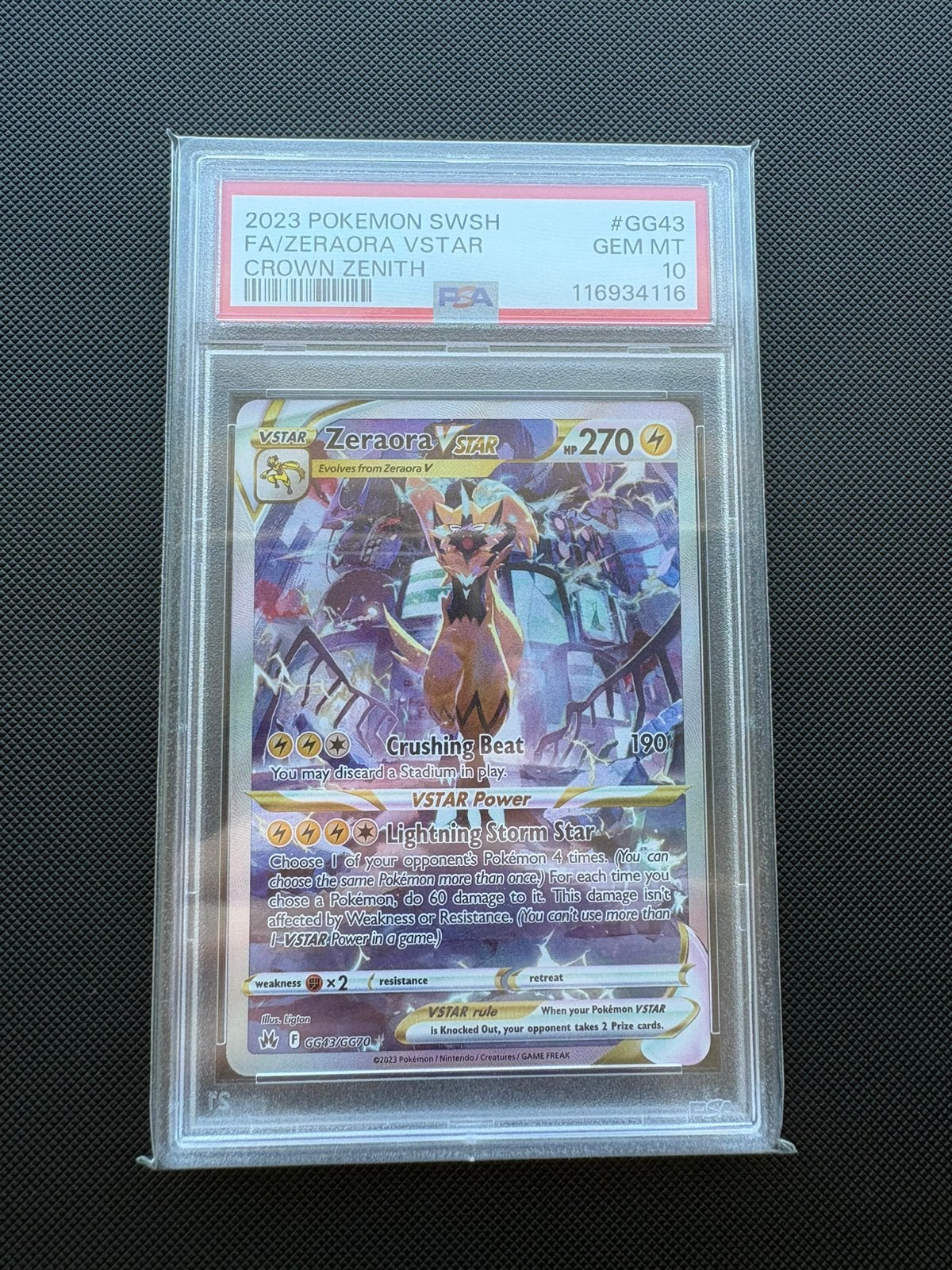 Zeraora Vstar GG43/GG70 Crown Zenith PSA 10, Ophalen of Verzenden, Nieuw, Losse kaart