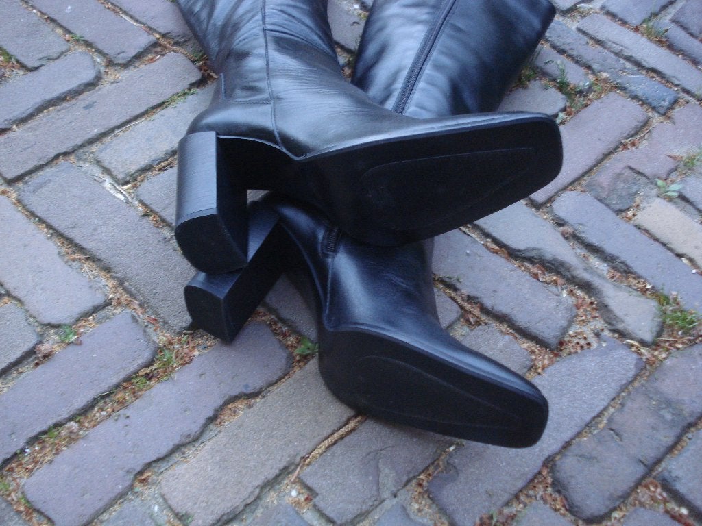 BLOKHAKLAARZEN 38 ZWART NU GRATIS VERZENDING PER POST, Hoge laarzen, Vintage Dressing 38, Verzenden, Zwart