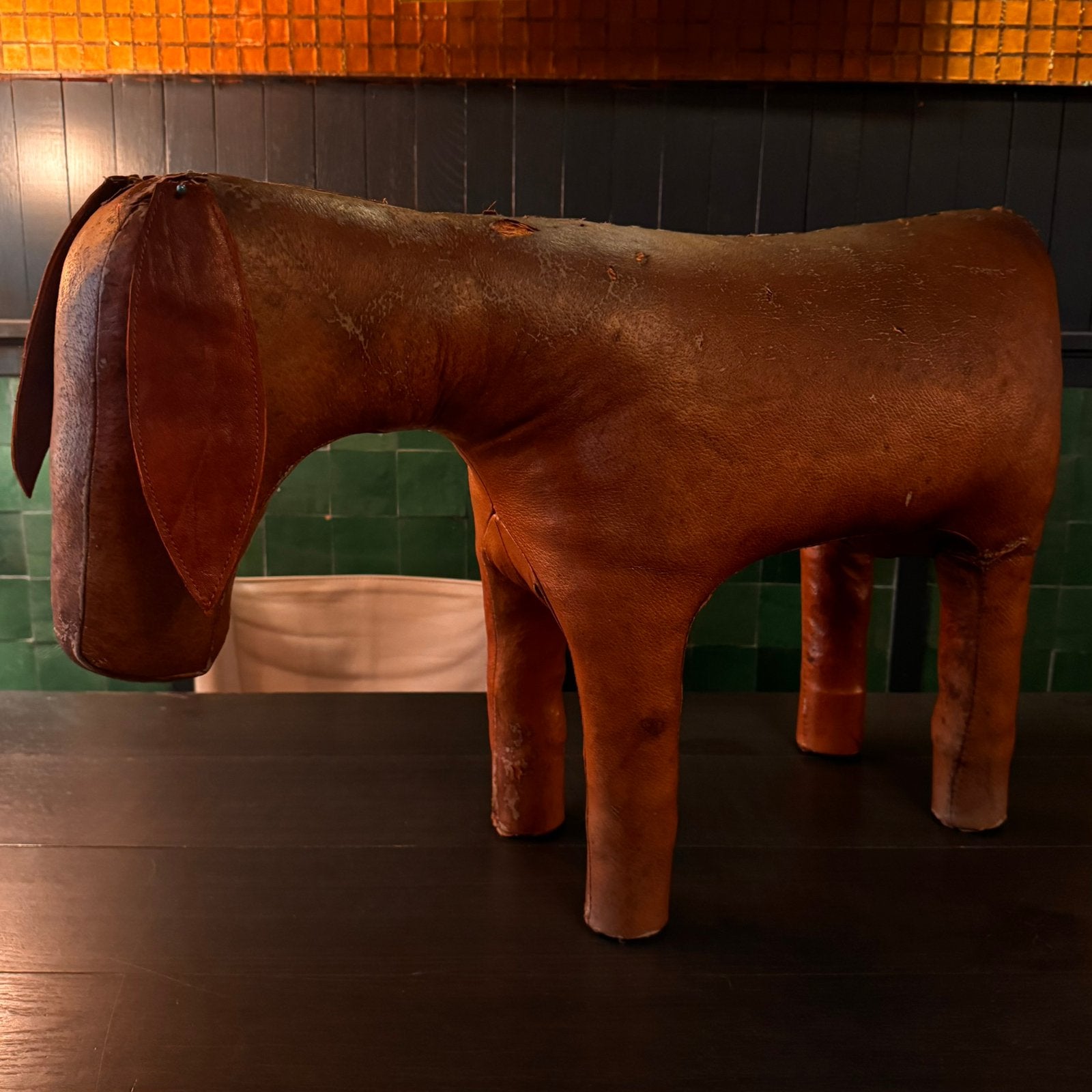 Vintage leren ezel Omersa | Liberty – donkey footstool, Gebruikt, |, Ophalen of Verzenden, |