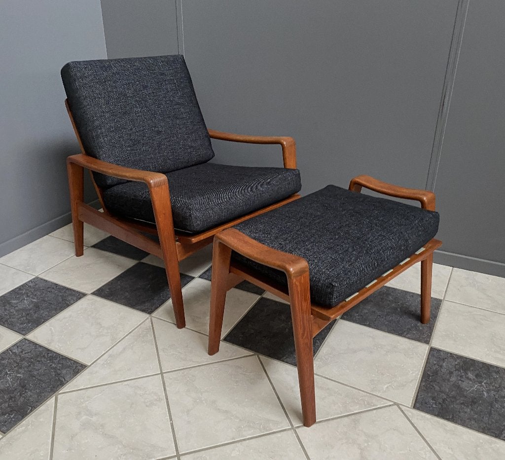 70 jaren fauteuil + hocker  Arne Wahl Iversen voor Komfort, Huis en Inrichting, Fauteuils, Ophalen, Vintage design, 75 tot 100 cm